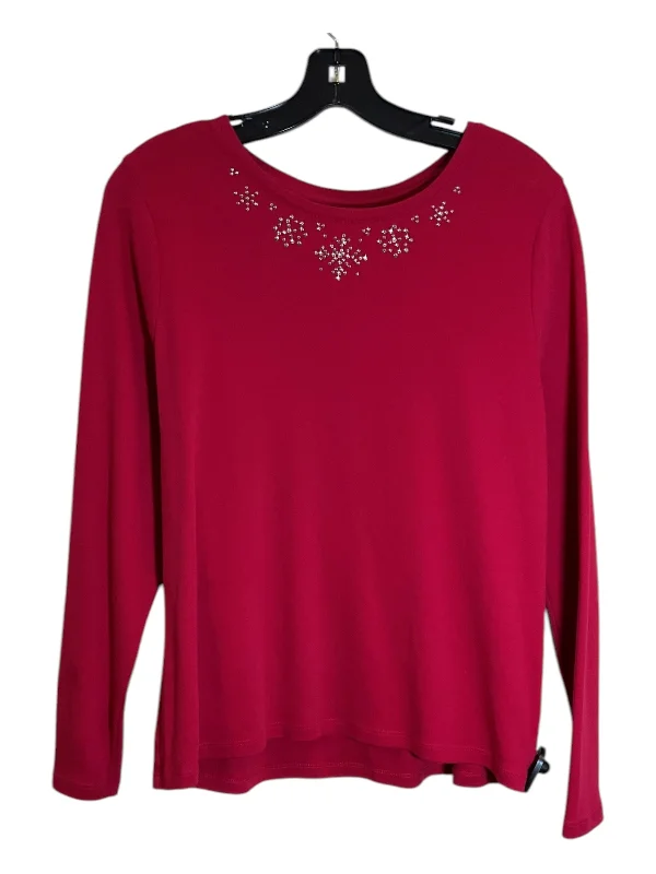 Top Long Sleeve By Studio Works In Red, Size: Petite   Xl