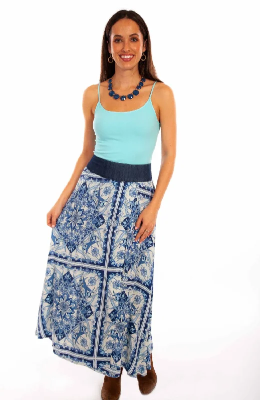 Discover Now Scully Womens Floral Print Wrap Blue 100% Rayon Skirt