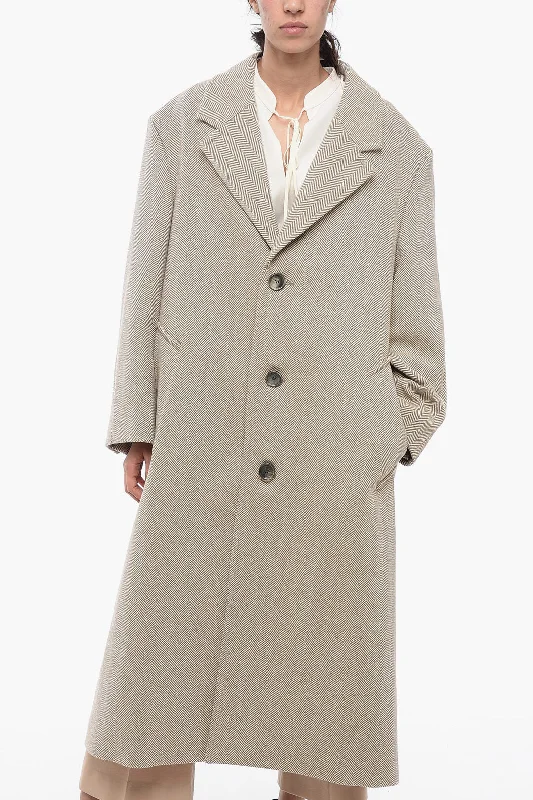 Hurry Before It's Gone Ami Alexandre Mattiussi Wool Herringbone Coat