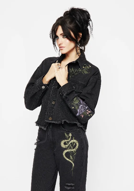 Exclusive Discount Nirah Embroidered Crop Denim Jacket