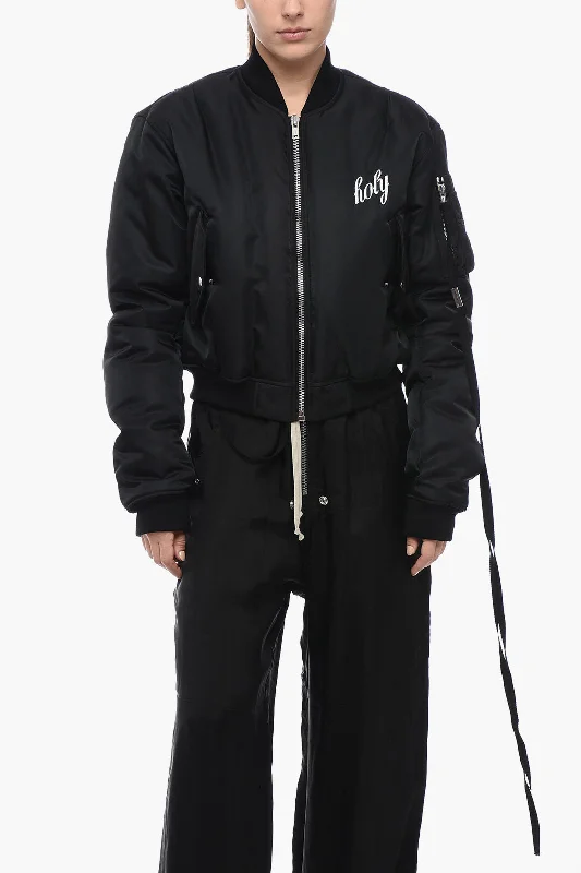 Season Sale Ann Demeulemeester Embroidered Cropped HOLY Bomber Jacket