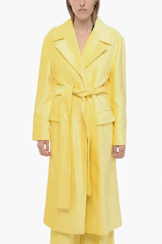 Stylish Savings Victoria Beckham Chenille Coat with Raw-Cut Trims Details