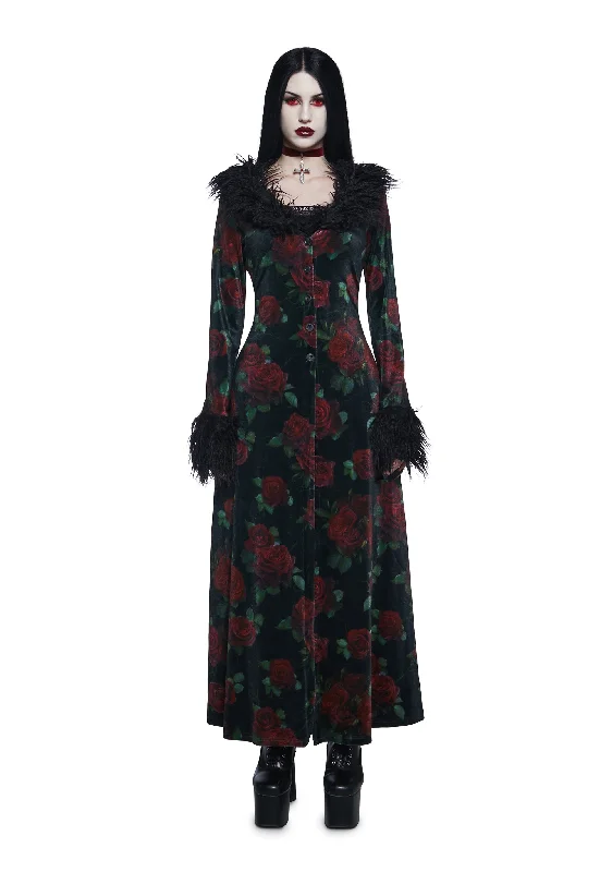 Romantic Detailing Thorned Morte Velvet Duster