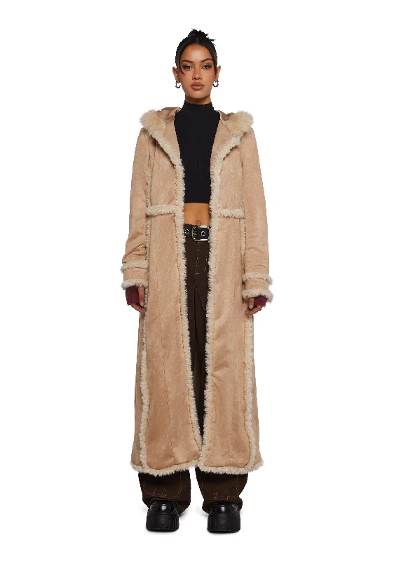 Elegant Ensemble Campus Chill Faux Suede Coat