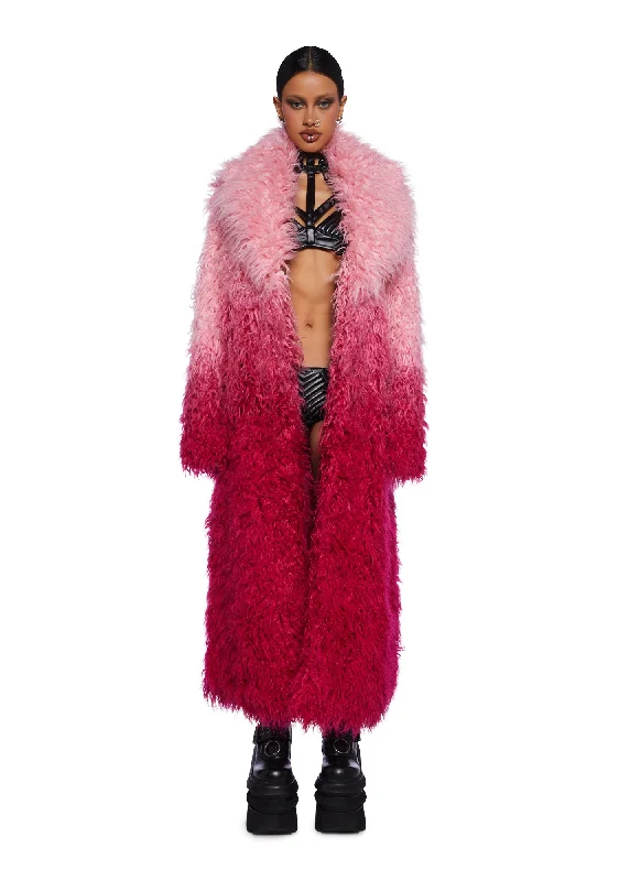 Chic Styles Astro Arctic Faux Fur Coat - Pink Ombre