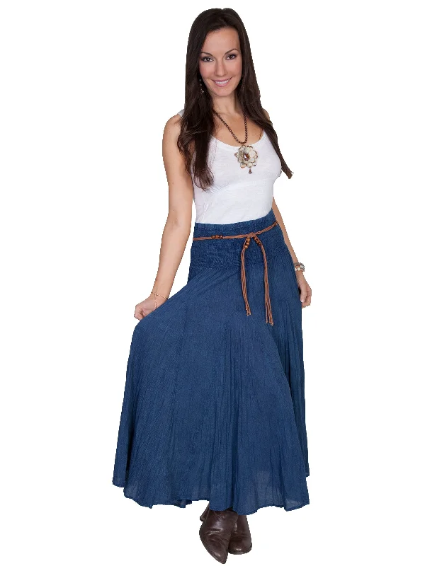 Massive Selection Sale Scully Womens Vertical Panel Full Length Dark Blue 100% Cotton Skirt