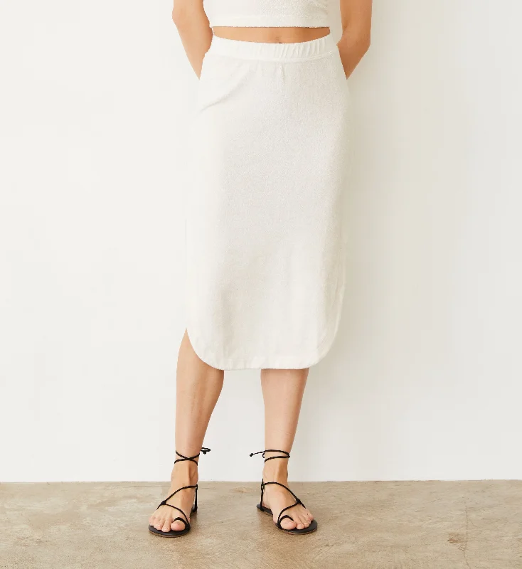 Chic Outfits Terry Cloth Midi Skirt