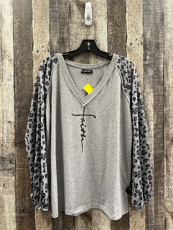 Top Long Sleeve By Sheilay In Grey, Size: M