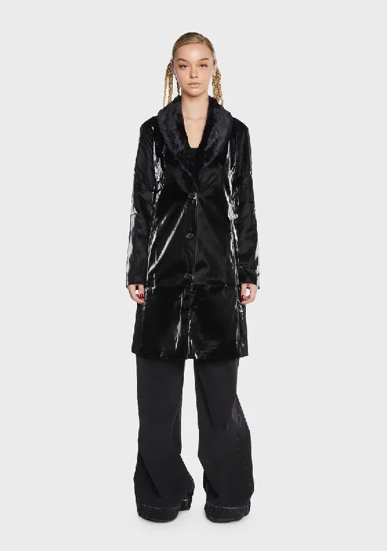 Save Big Larsa Patent Trench Coat