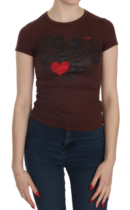 Feminine Allure Exte  Hearts Short Sleeve Casual T-shirt Women's Top