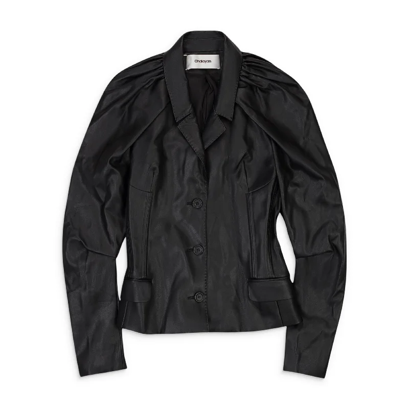 Hot Trends CHALAYAN FAUX LEATHER FETISH BLACK JACKET