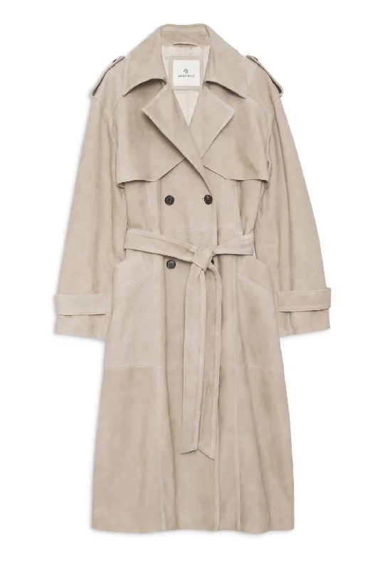 Seasonal Trend Finley Trench Coat In Taupe Brown