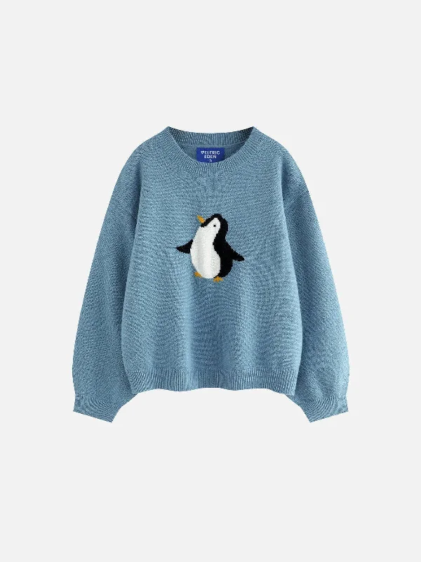 Season Transition Versatile Wear Clearance Aelfric Eden Cute Penguin Cropped Sweater