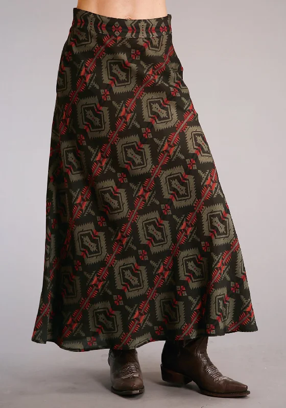 Limited Stock Stetson Womens Flat Weave Blanket Brown/Red 100% Rayon Skirt