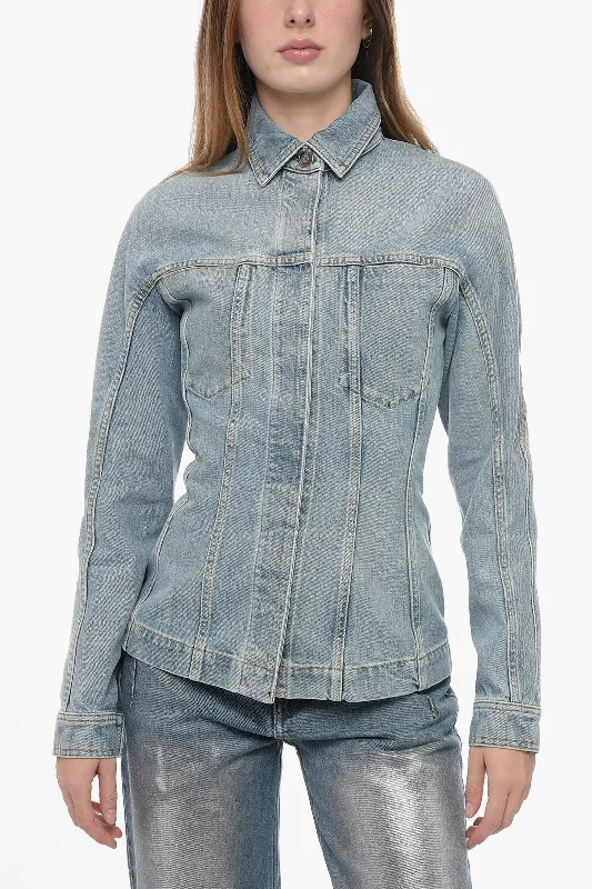 Snag Fabulous Fashion Bargains Alaia Fitted Denims Jacket with Visible Stitchies