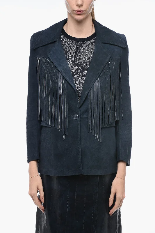 Your Timeless Wardrobe Awaits Salvatore Santoro Fringed Detail Suede Jacket