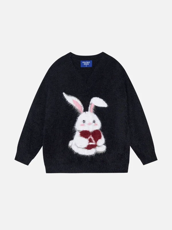 Discount Extravaganza Aelfric Eden Rabbit Jacquard V-Neck Sweater