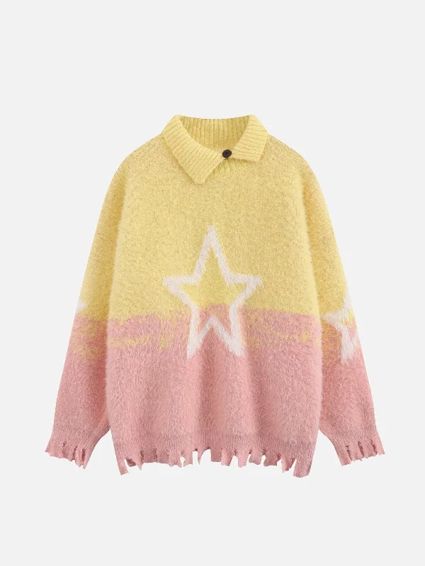 Graceful Cut Aelfric Eden Asymmetric Polo Star Sweater