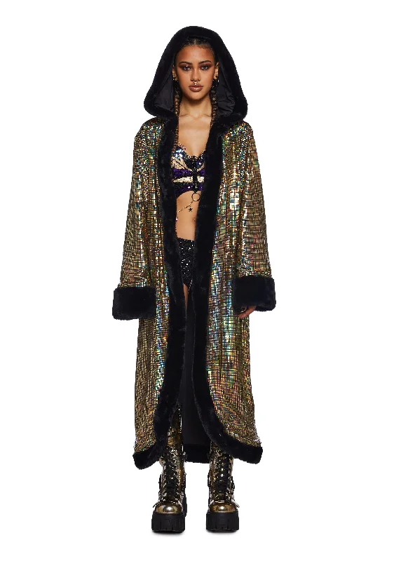 Ride The Style Wave Gold Disco Fusion Hooded Duster