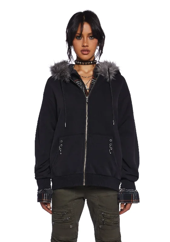 Trendy Fashion For Women Off The Hook Zip-Up Hoodie