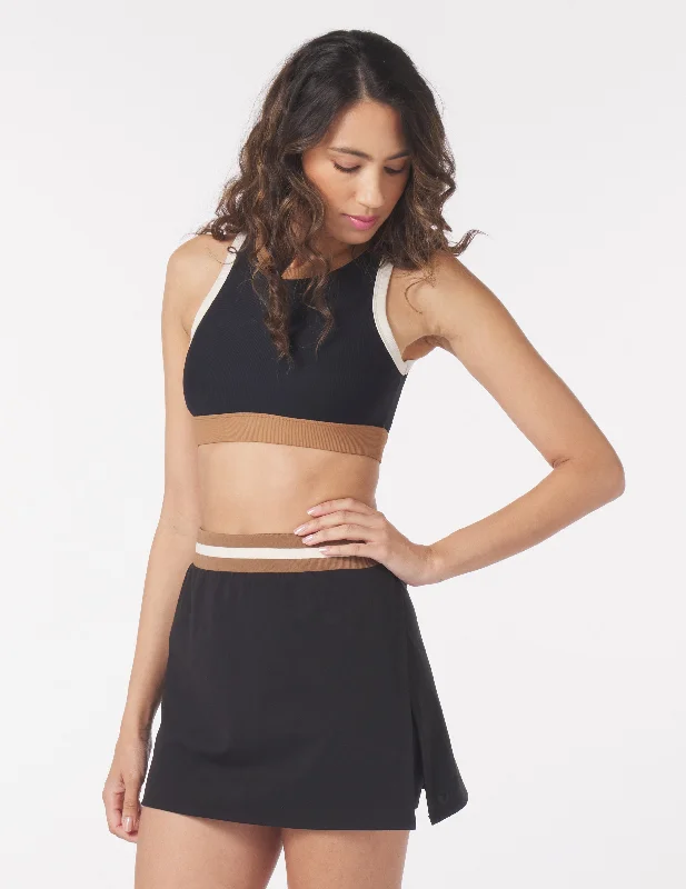 Fashionista Favorites Socialite Skirt: Black Oatmilk/Almond Contrast