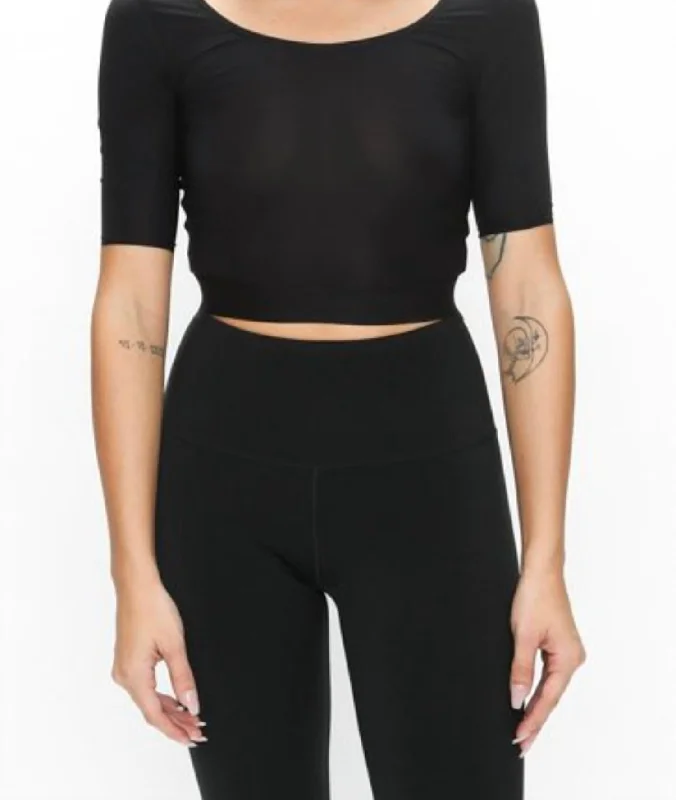 Today Only Ribbed Short Sleeve Top In Black