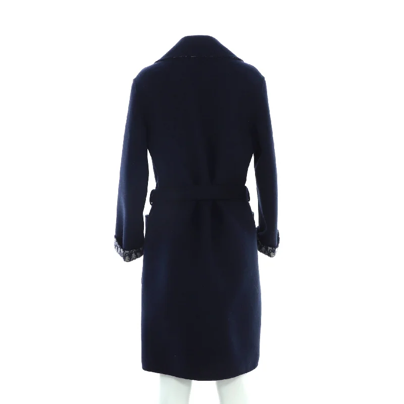 Dreamy Draping Women's Double-Sided Belted Long Coat Oblique Wool