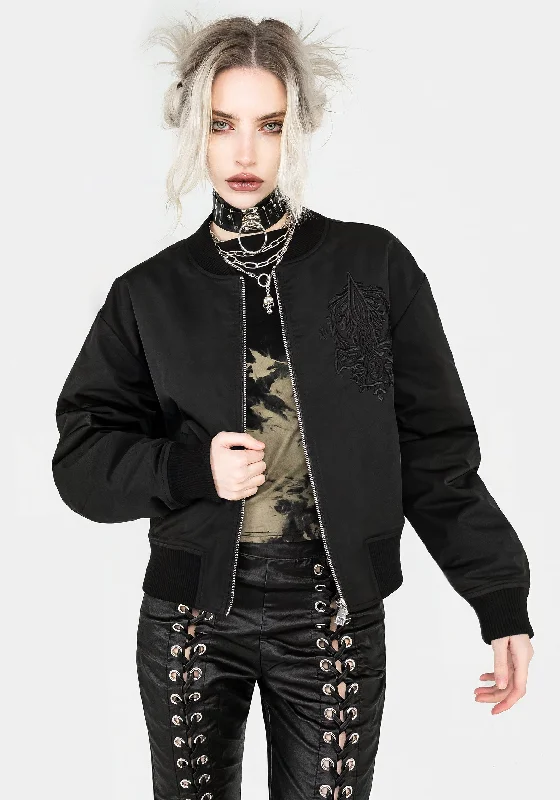 Chic Wardrobe Essentials Daine Embroidered Bomber Jacket