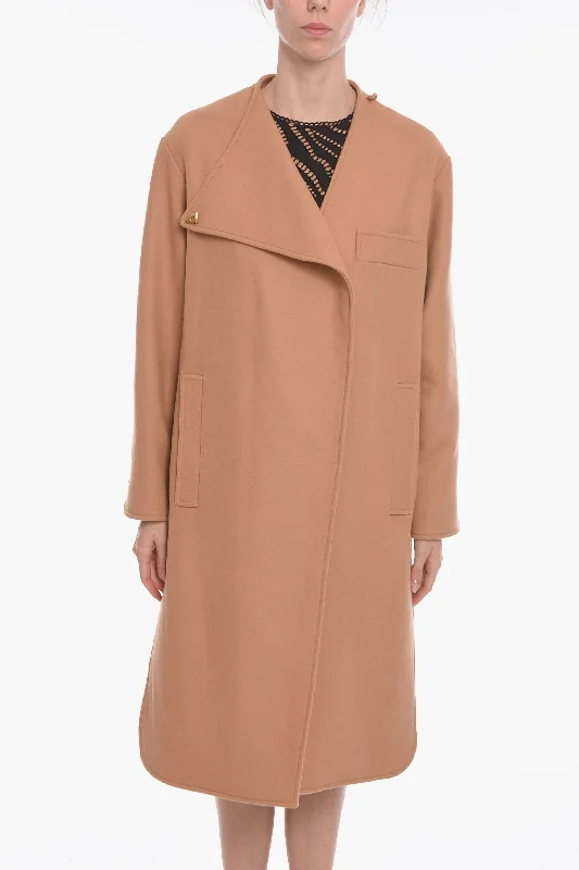 Seasonal Clearance Aeron Wool-blend Coat with Asymmetric Fastening and Logoed Applica