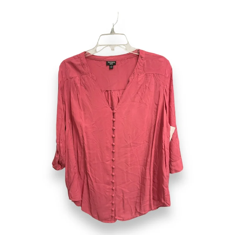 Top 3/4 Sleeve By Torrid In Pink, Size: 1x