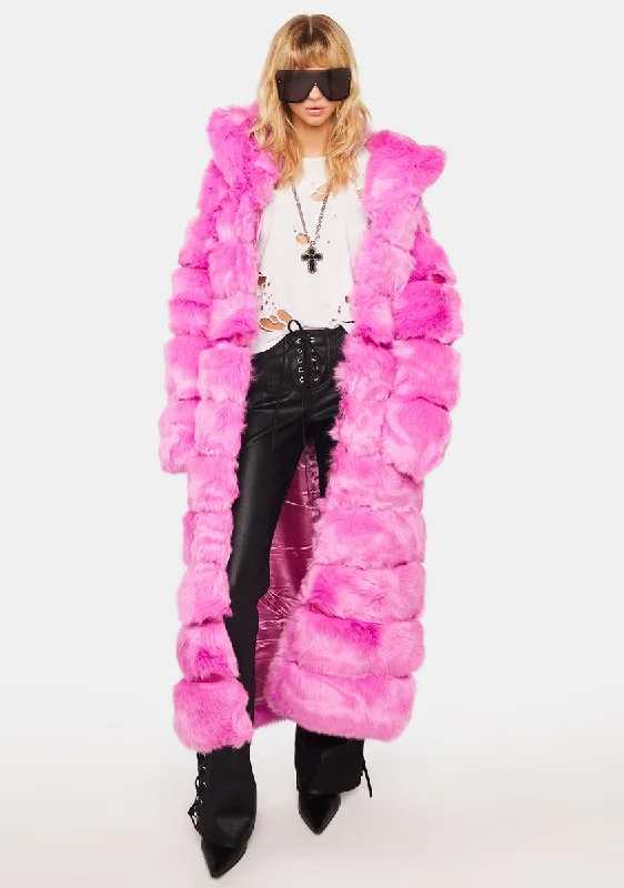 Casual Chic Luxe Jenny Pink Faux Fur Coat