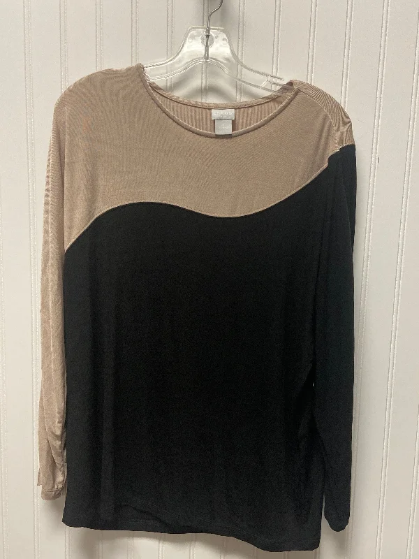 Top Long Sleeve By Chicos In Black & Cream, Size: L