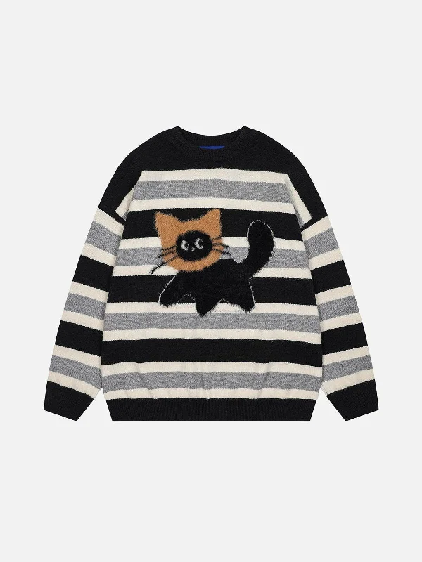 Seasonal Trends Aelfric Eden Cute Cat Stripe Sweater