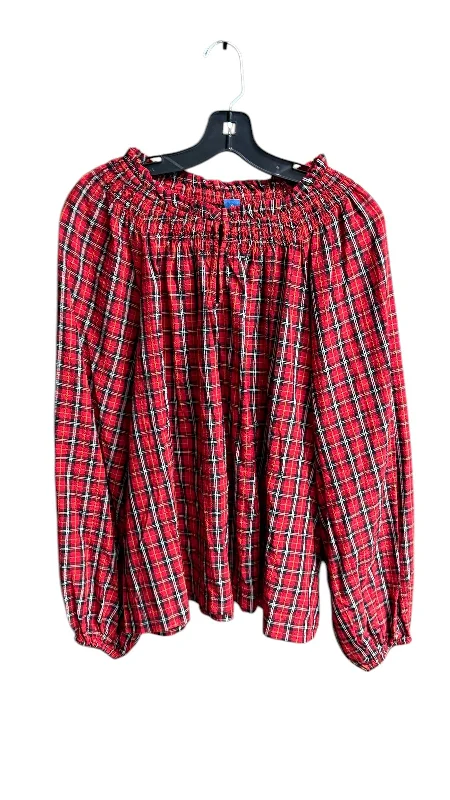 Top Long Sleeve By Old Navy In Checkered Pattern, Size: Xl