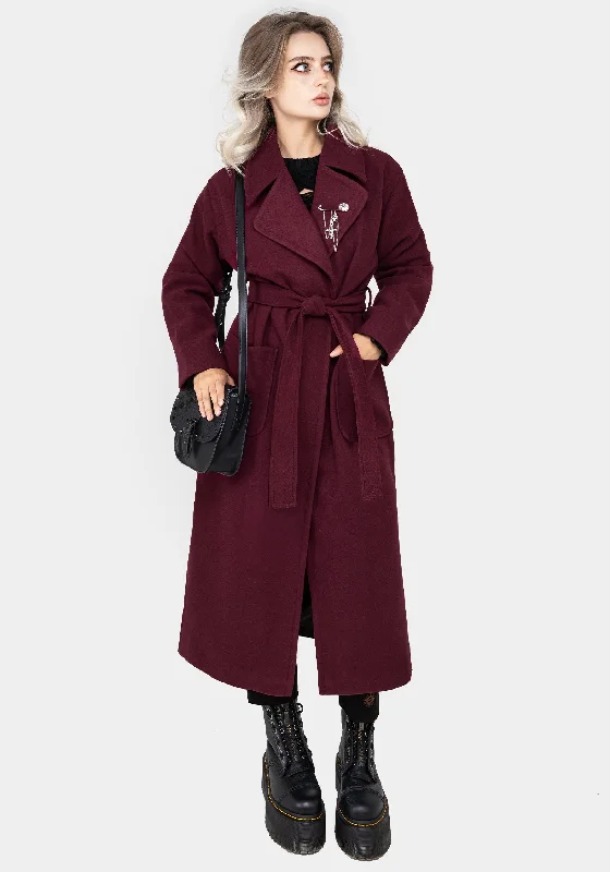 Spring Wardrobe Meltdown Oversized Coat with Brooch - Red