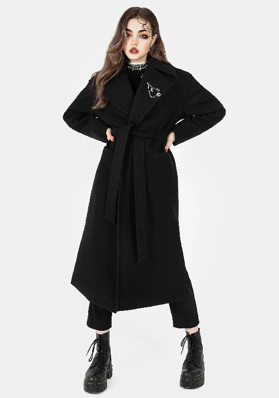 Celebrate With Big Savings Meltdown Oversized Coat with Brooch - Black