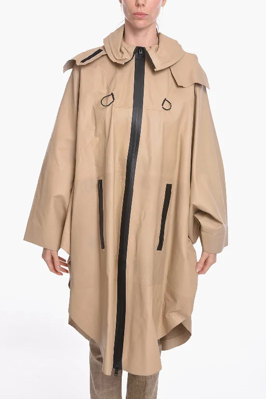 Trendy Pulse Bottega Veneta Bat-wing Sleevd Leather Raincoat