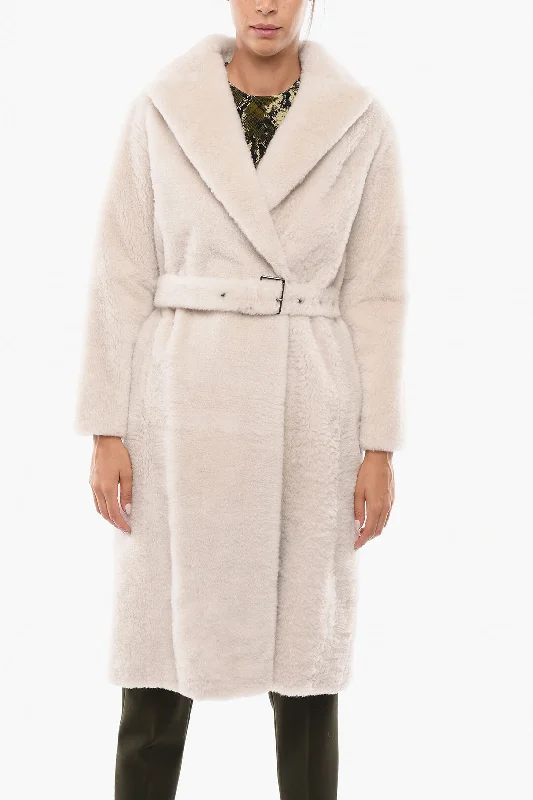 Signature Style Essentials Brunello Cucinelli Double-breasted Fur Coat with Belt and Hidden Buttons