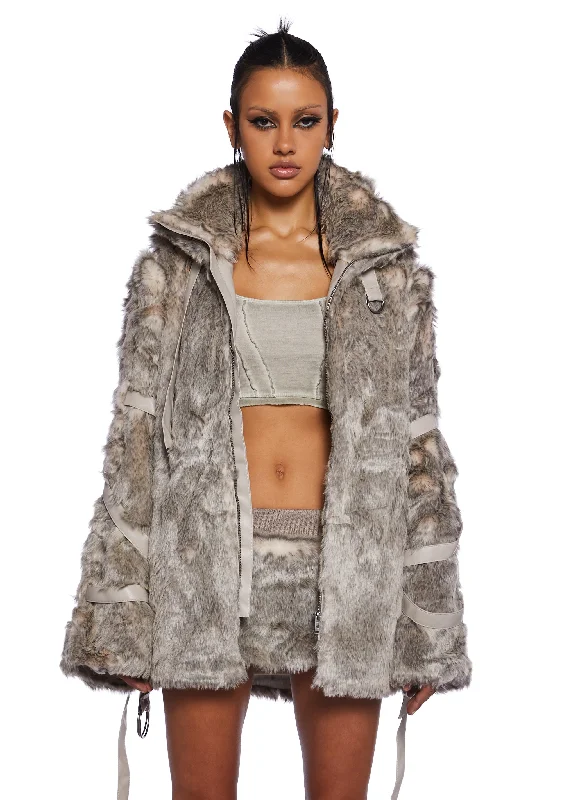 Holiday Sale Chamber Faux Fur Jacket With Removable Sleeves - Light Brown