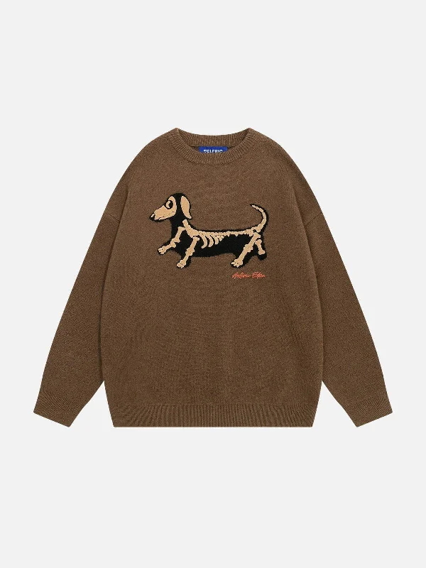 Trendy Street Style Attire Aelfric Eden Skeleton Dachshund Sweater