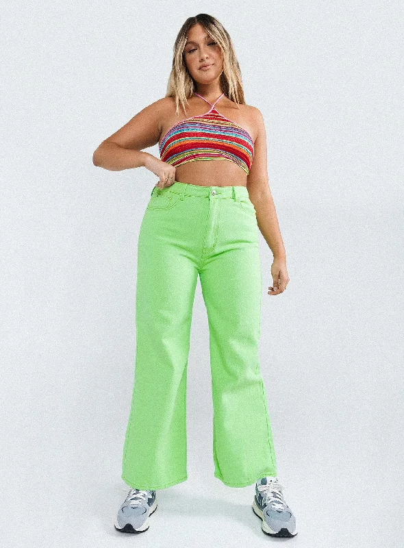 Vibrant Femme Fashion Denver Denim Jeans Lime Green