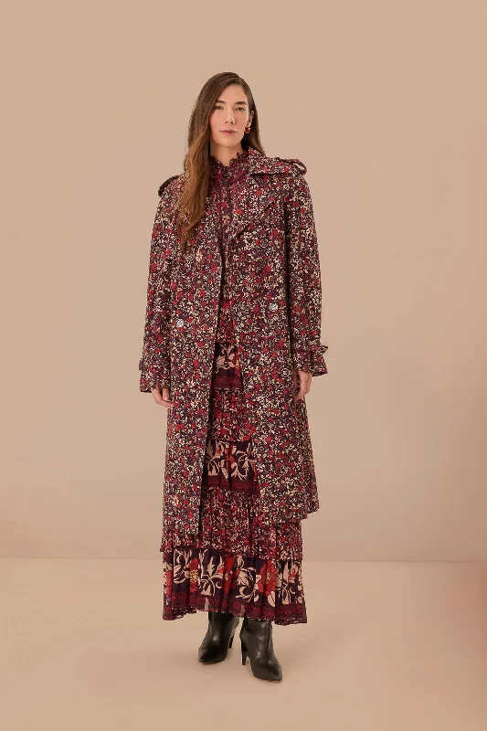 Current Trends Purple Chelsea Garden Cotton Eyelet Trench Coat