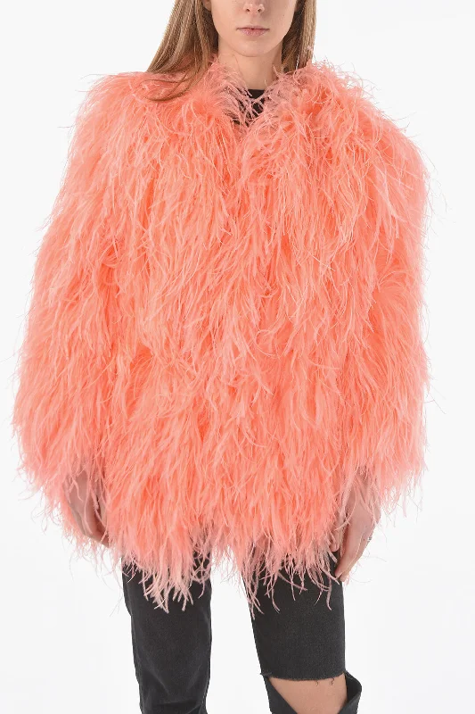 Gorgeous Glamour Collection Andy Ho Feather Jacket with Hook Closure