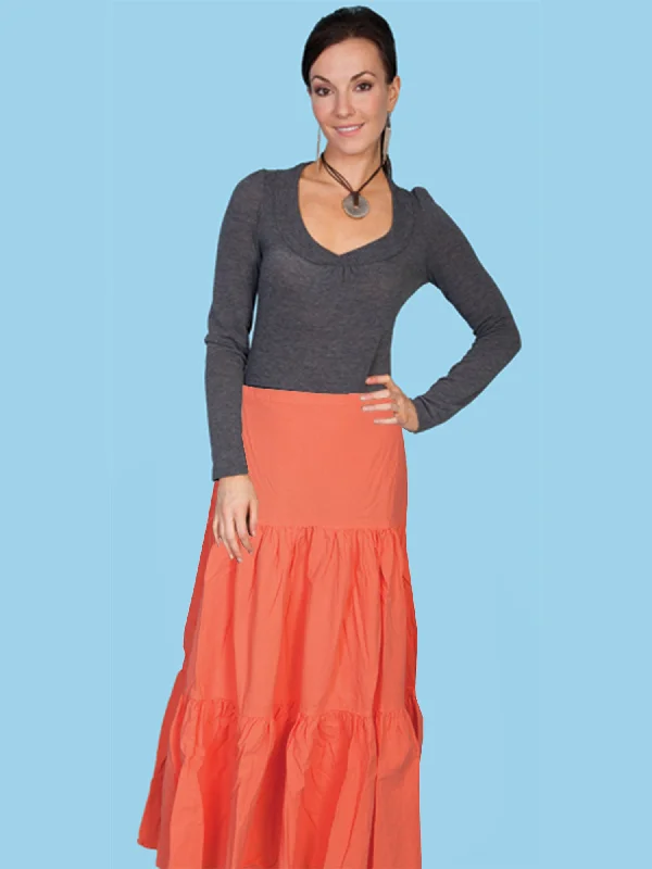 You'Ll Love Us Because Scully Womens Orange 100% Cotton 3 Tier Skirt