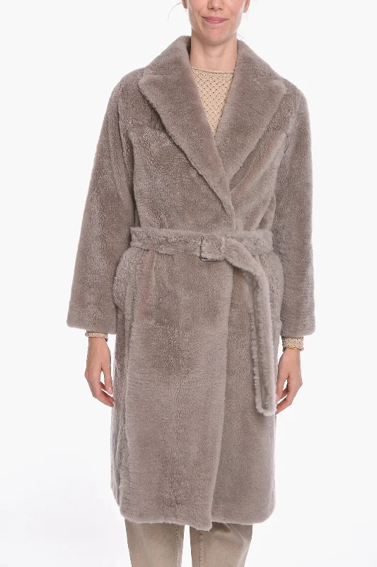 Summer Essentials Brunello Cucinelli Cashmere Goat Fur Double-breasted Coat with Belt