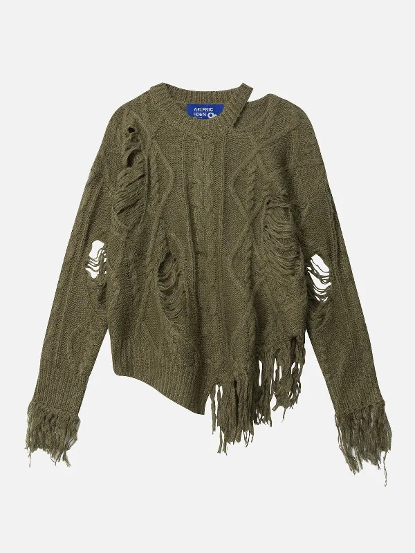 Style Revolution Distressed Fringe Sweater