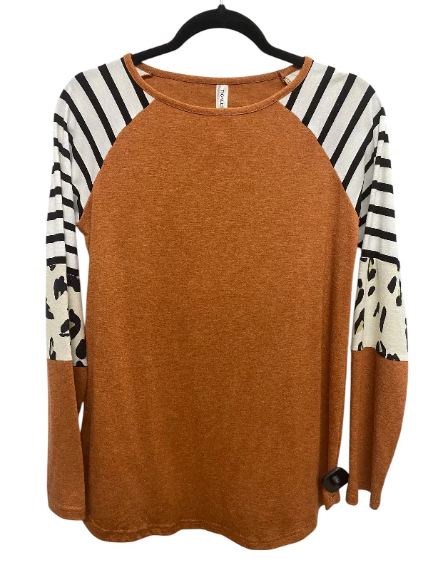 Top Long Sleeve Basic By Tickled Teal In Orange, Size: S