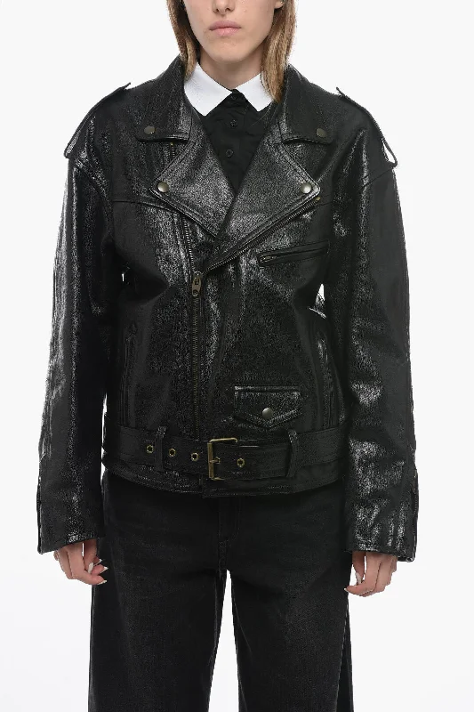 Popular Collection Petar Petrov Quilted Biker Leather Jacket with Oversized Fit