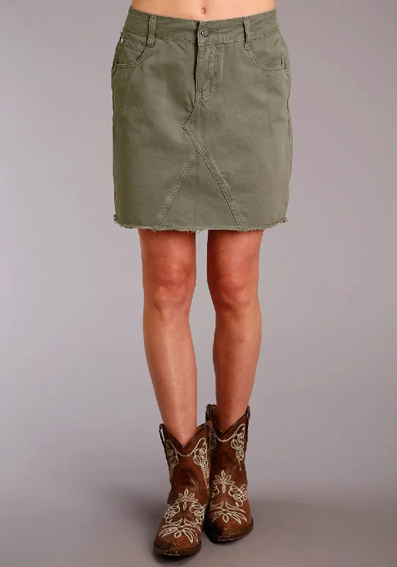 Urban Sophistication Stetson 5 Pocket Womens Olive 100% Cotton Twill Skirt