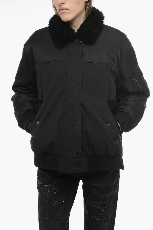 Fashionista Favorites Yves Salomon YS ARMY Double Fabric Bomber with Fur Removable Lining